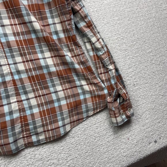 Marmot Womens XL Rust Orange Plaid Button Up Shirt Long Sleeve Fitted Outdoors - Picture 11 of 11